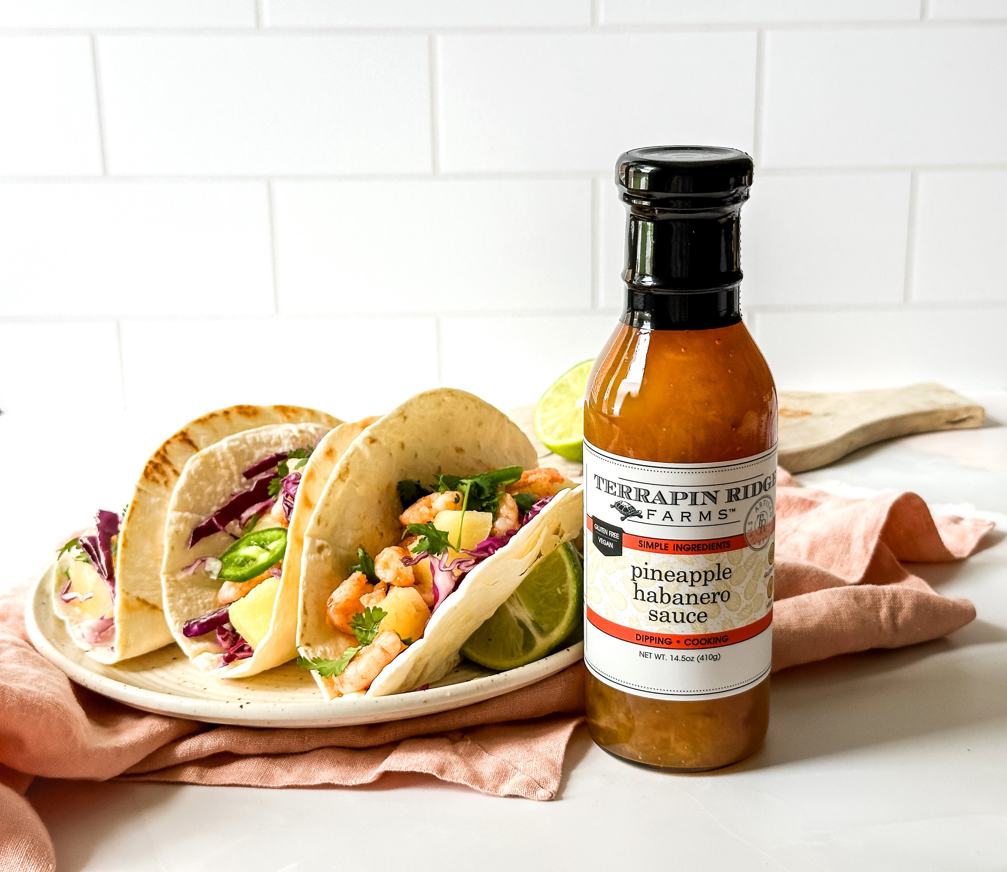 Shrimp Tacos with Pineapple Habanero Sauce with Terrapin Ridge Farms Pineapple Habanero Sauce Shrimp Tacos with Pineapple Habanero Sauce with Terrapin Ridge Farms Pineapple Habanero Sauce